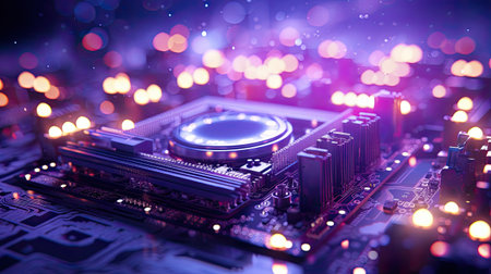 Electronic circuit board close up. Technology background. 3d renderingの素材