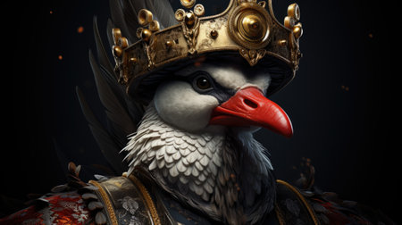 3d rendering of a fantasy character with a crown on his headの素材