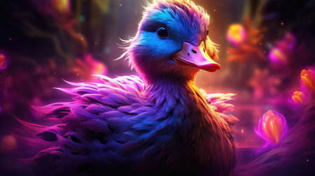 a cute little duck in a fantasy world.の素材