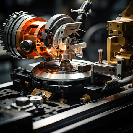 Industrial CNC lathe machine. Small depth of field.の素材