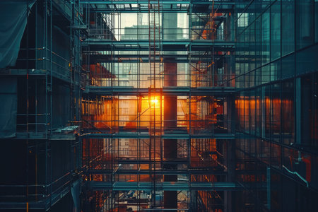 Construction of a modern office building. Modern architecture in the city.の素材