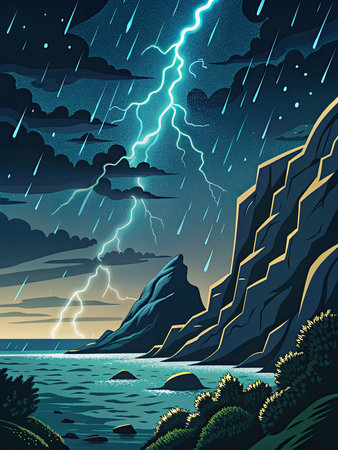 Thunderstorm over the lake.の素材