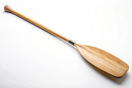 Wooden paddle for rowing on a white background, top viewの素材