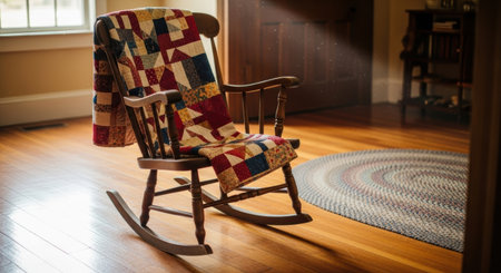 Rocking chair in the living room at home. Selective focus.の素材