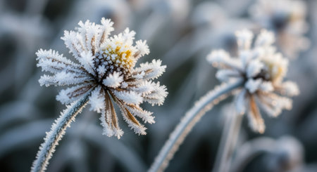 Frosted grass in winter. Close up. Nature background.の素材