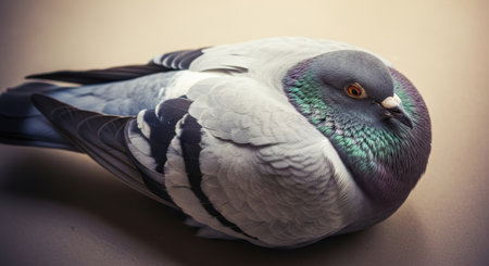 Pigeon on a brown background, close-upの素材