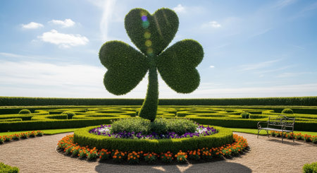 green plant in the garden with blue sky backgroundの素材