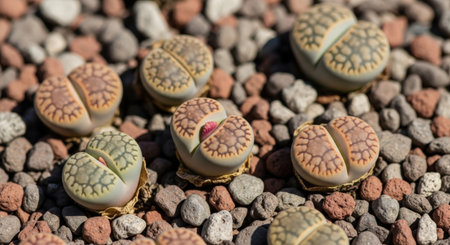 Miniature Cactus plants in the garden. Close up shot.の素材