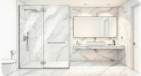 sketch design of bathroom interiorの素材
