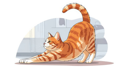 Vector illustration of a red cat lying on the floor. Cute petの素材