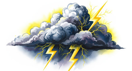 Thunderstorm and lightning. Vector illustration of thunderstorm and lightning.の素材