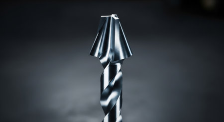 Metal drill bit on dark background.の素材