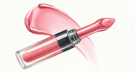 lipstick on a white background, close-up of lip glossの素材