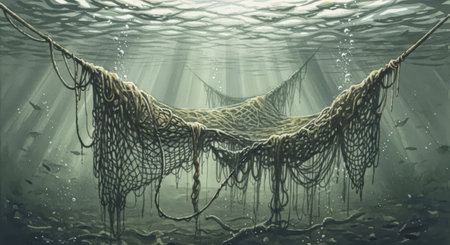 Hammock in the sea. Underwater landscape.の素材