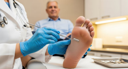 Close up of a pedicure being performed by a female doctorの素材