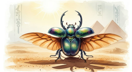 Beetle in the desert. Hand drawn vector illustration for your designの素材