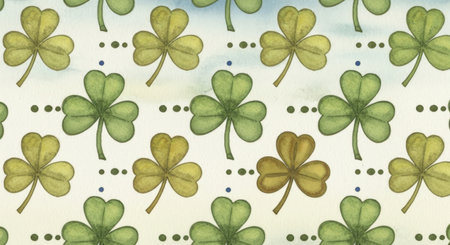 Seamless pattern with shamrocks. Watercolor illustration.の素材