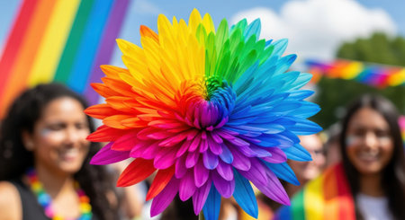 Group of diverse people at the annual gay pride parade in Paris, Franceの素材