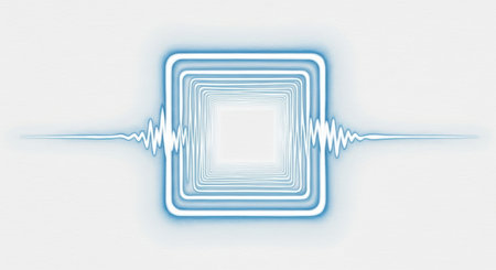 Blue sound wave on white background.の素材