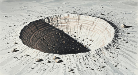 a hole in the ground covered with water dropsの素材