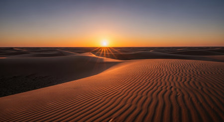Sunset over the dunes in the desertの素材