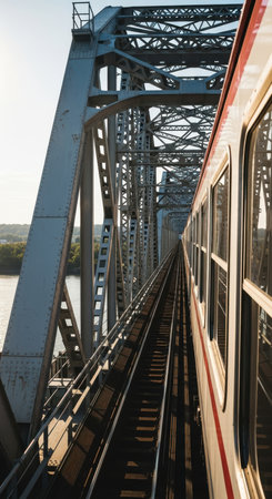 Train on the Rhine river bridgeの素材