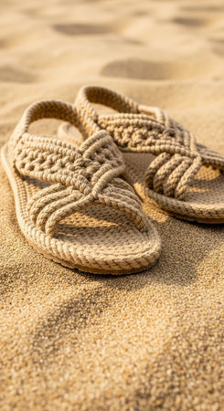 Beach slippers on the sand.の素材