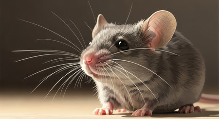 gray mouse on a dark background, close-upの素材