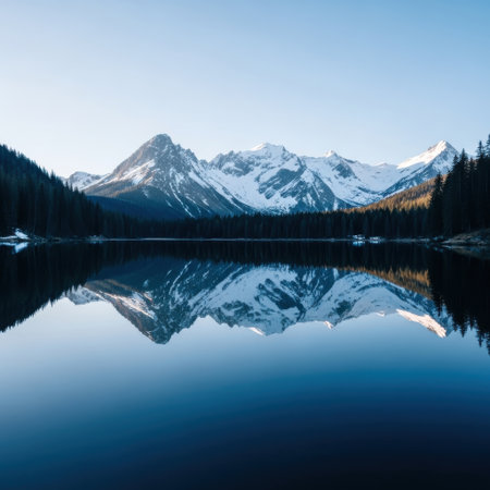Mountains reflected in the lake.の素材