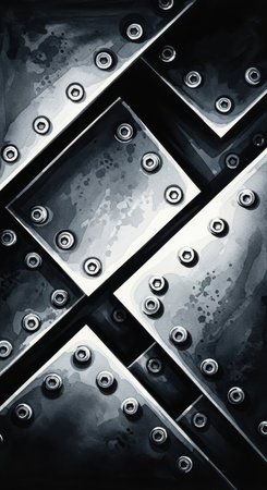 Abstract metal background with rivets and rivets. Toned.の素材