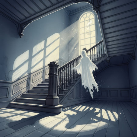 ghost in the hall of an abandoned houseの素材