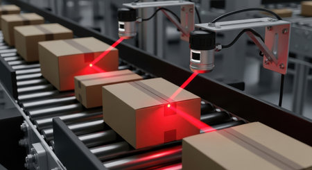 3d printer printing cardboard boxes on a conveyor beltの素材