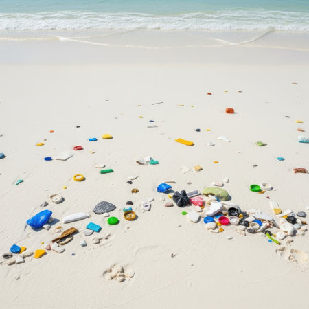 Plastic waste on the beach. Plastic waste on the beach.の素材