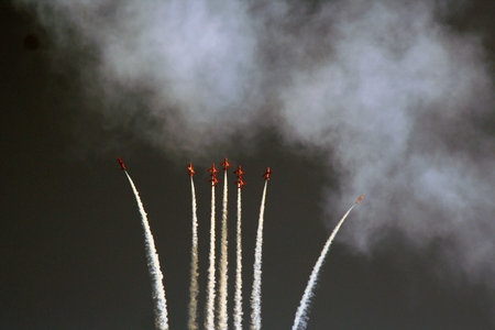 Acrobatic airplane in action