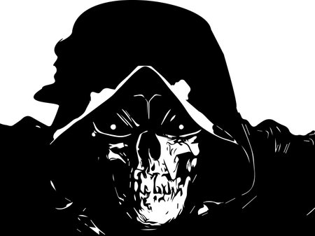Grim Reapper in black and white illustration Vectorのイラスト素材