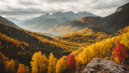 Splendid colorful autumn landscape, Autumn scene of colorful hills in popular landscape of alaskaの素材