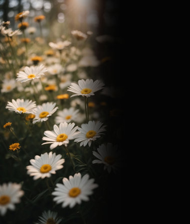 Beautiful copy space background with Daisy flower for content creations and multimedia content creativityの素材