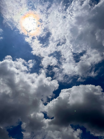 Magnificent beautiful form of cumulonimbus clouds blue sky cloud gradient light white background....