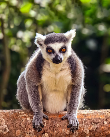 Ring tailed lemur (Lemur catta) is a large strepsirrhine primate known as maky, maki or hira...