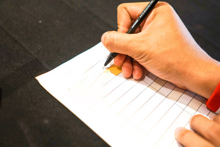 business people signing and writing important contract at desk in office, business and finance...