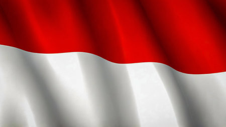 Indonesian flag waving the red and white flag represents symbol of courage and purity, picture the...
