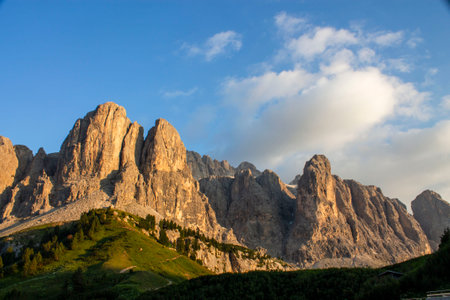 Dolomites at sunset, South Tyrol, Italy.の写真素材