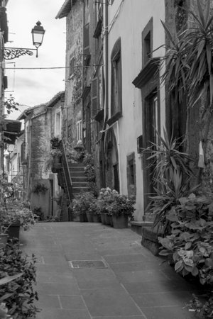 A narrow street in the old town.の写真素材