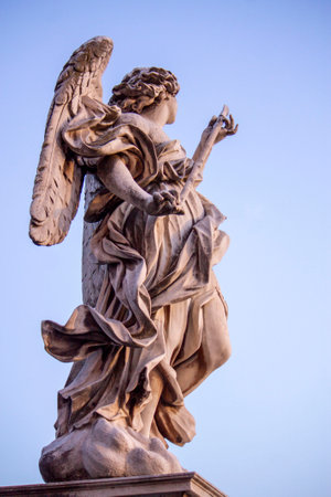 Statue of an angel on the Piazza del Popolo in Rome, Italyの写真素材