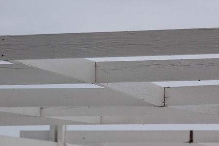 White wood constuction texture at cloudy sky backgroundの写真素材