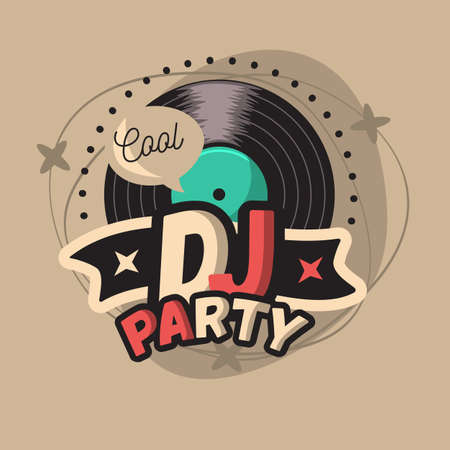 DJ Cool Party Poster Design With Vinyl Record Illustration And Cのイラスト素材