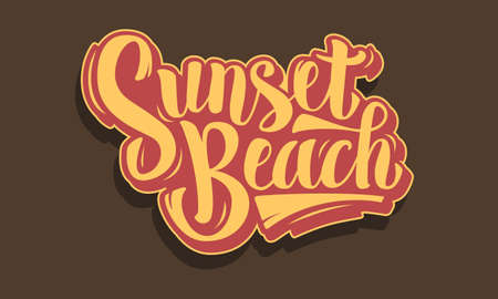 Sunset Beach Brush Script Lettering. Type Design.  Vector Graphiのイラスト素材