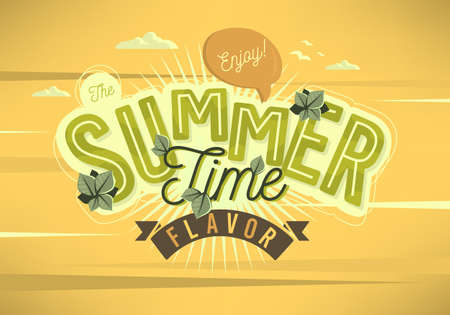 Enjoy The Summer Time Flavor Card Poster Label  Typographic Desiのイラスト素材