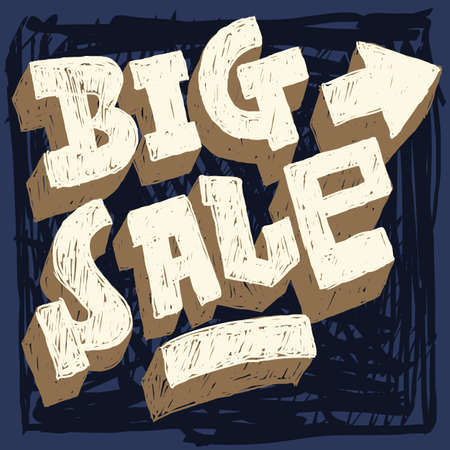 Big Sale hand drawn scribble brush strokes style, vector illustration.のイラスト素材