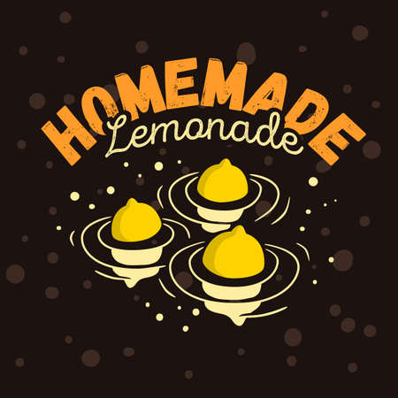 Homemade Lemonade Design With Three Floated Lemons Conceptual Illustration. Vector Graphic Design.のイラスト素材